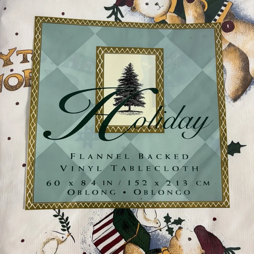 Town & Country Xmas Flannel Back Vinyl Tablecloth Joy To The World 60